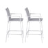 2PC Outdoor Bar Stools Dining Chairs Patio Furniture Garden Steel Textilene White