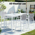 2PC Outdoor Bar Stools Dining Chairs Patio Furniture Garden Steel Textilene White