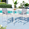 3PC Outdoor Bar Set White Steel Table with 2 Patio Stools Furniture