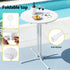 3PC Outdoor Bar Set Stools Dining Chairs Table Patio Furniture Bistro Set Steel White