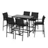 Gardeon 7PCS Outdoor Bar Set Stools Dining Chairs Table Patio Steel Bistro Set Black