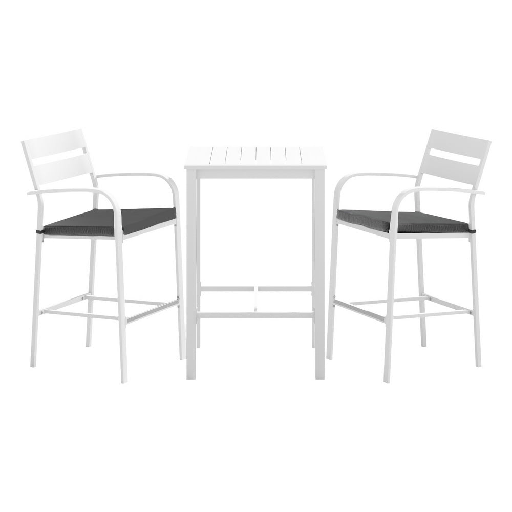 Outdoor Bar Set Stools 3-Piece Dining Chairs Table Patio Aluminium Bistro Set