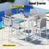 7PCS Outdoor Bar Set Stools Dining Chairs Table Patio Steel Bistro Set White