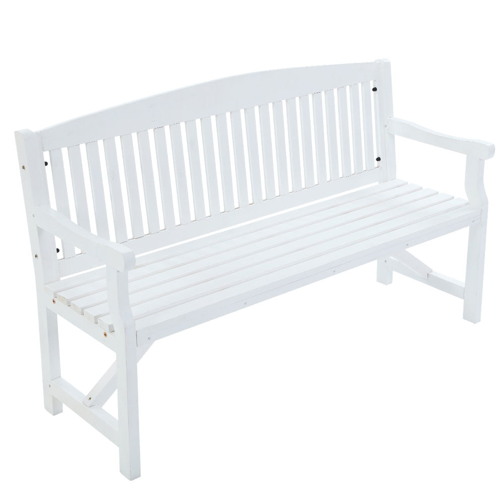 5FT Outdoor Garden Bench Wooden 3 Seat Chair Patio Furniture White