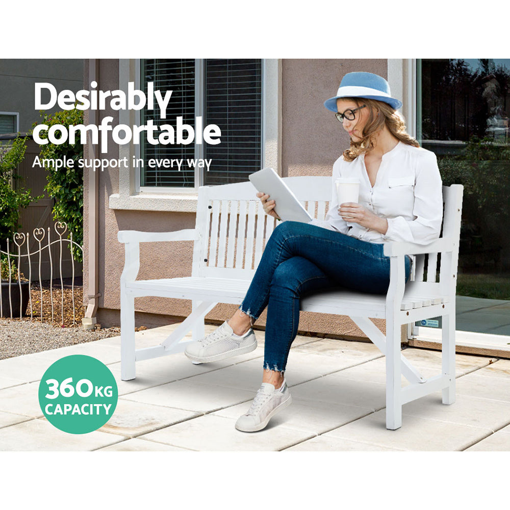 5FT Outdoor Garden Bench Wooden 3 Seat Chair Patio Furniture White