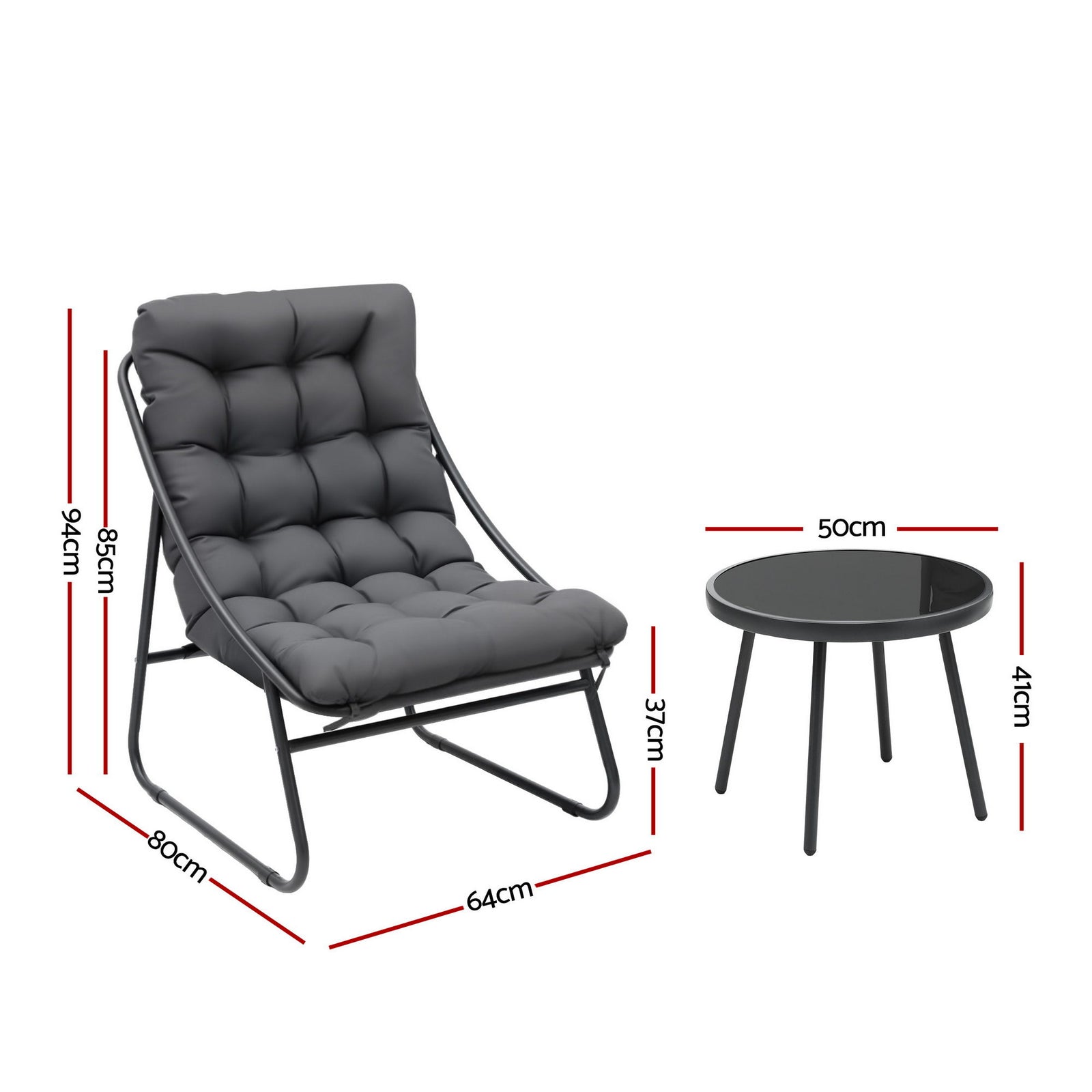 3PC Outdoor Bistro Set Patio Furniture Table and Chairs Steel Dining Chair