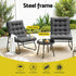 3PC Outdoor Bistro Set Patio Furniture Table and Chairs Steel Dining Chair