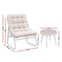 Gardeon 3PC Outdoor Bistro Set Patio Furniture Table and Chairs Steel Dining Chair Khaki