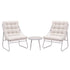 Gardeon 3PC Outdoor Bistro Set Patio Furniture Table and Chairs Steel Dining Chair Khaki