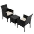 3 Piece Outdoor Rattan Furniture Set Black Wicker Chairs Glass Table Patio