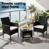 3 Piece Outdoor Rattan Furniture Set Black Wicker Chairs Glass Table Patio