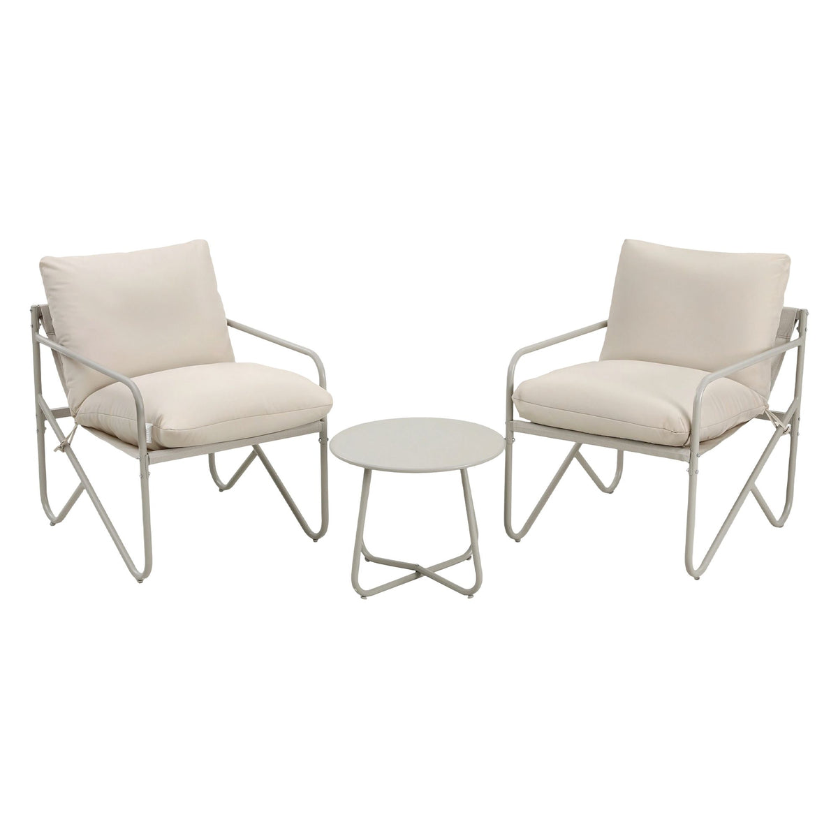 Outdoor Bistro Set 3 Piece Patio Furniture Conversation Table and Chairs Khaki