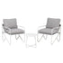 Gardeon 3 Piece Outdoor Bistro Set Patio Table and 2 Chairs Steel Textilene Grey