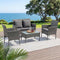 Gardeon 4 Piece Outdoor Rattan Sofa Set, Patio Lounge & Glass Coffee Table, Grey