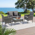 Gardeon 4 Piece Outdoor Rattan Sofa Set, Patio Lounge & Glass Coffee Table, Grey