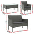 Gardeon 4 Piece Outdoor Rattan Sofa Set, Patio Lounge & Glass Coffee Table, Grey