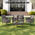 Gardeon 4 Piece Outdoor Rattan Sofa Set, Patio Lounge & Glass Coffee Table, Grey