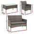 4-Piece Outdoor Sofa Set with Two Pillows Rattan Furniture Grey