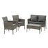 4-Piece Outdoor Sofa Set with Two Pillows Rattan Furniture Grey