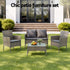 4-Piece Outdoor Sofa Set with Two Pillows Rattan Furniture Grey