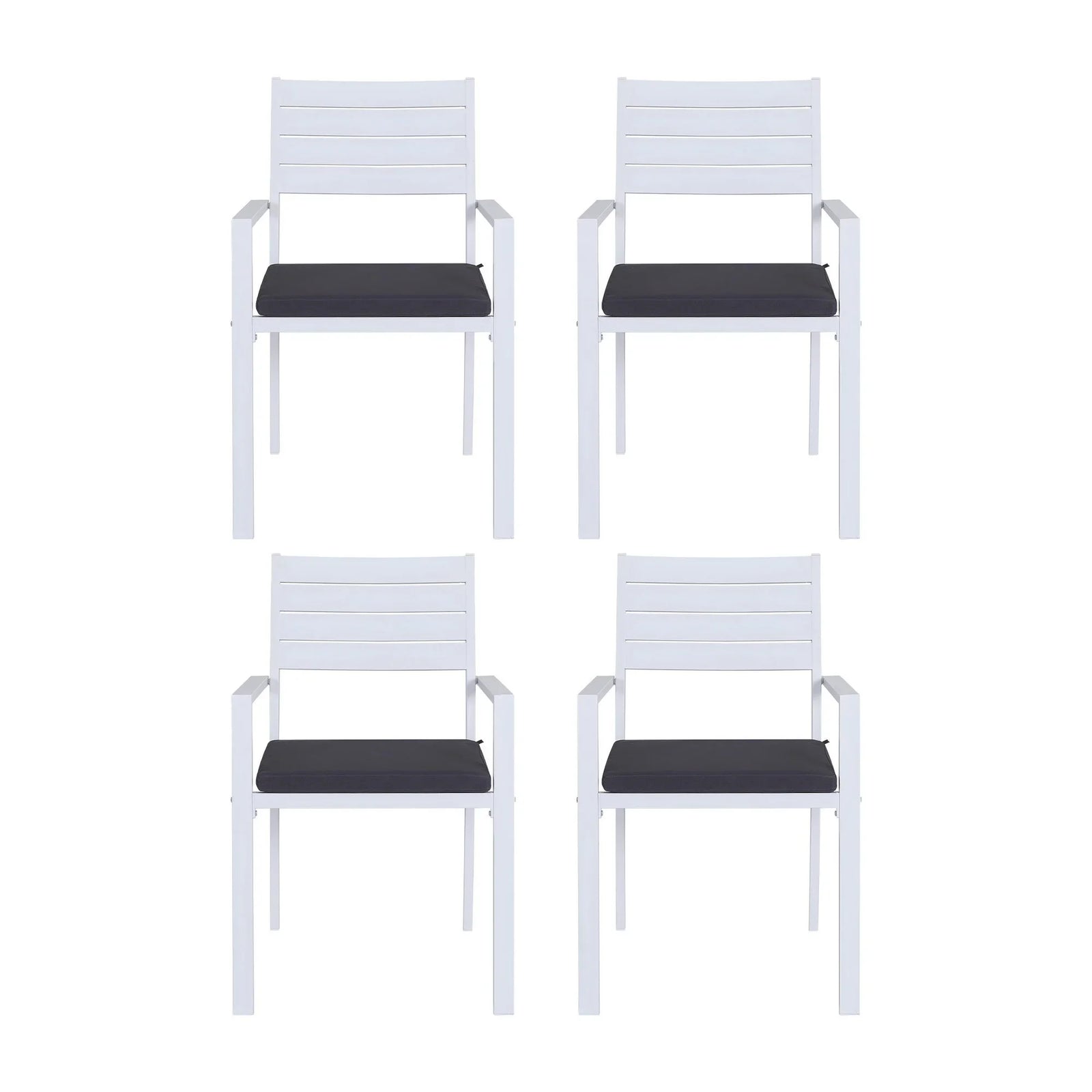 4PC Outdoor Dining Chairs Stackable Aluminum Lounge Chair Patio Furniture