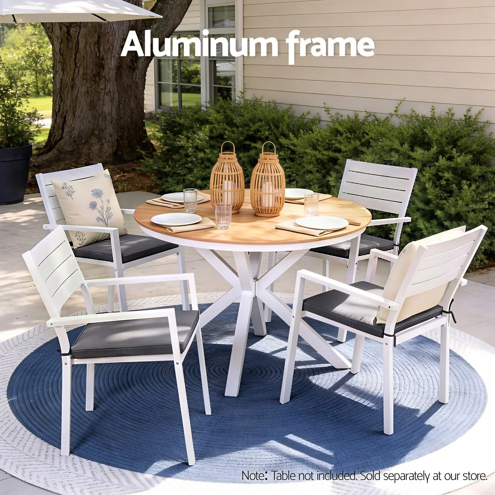 4PC Outdoor Dining Chairs Stackable Aluminum Lounge Chair Patio Furniture