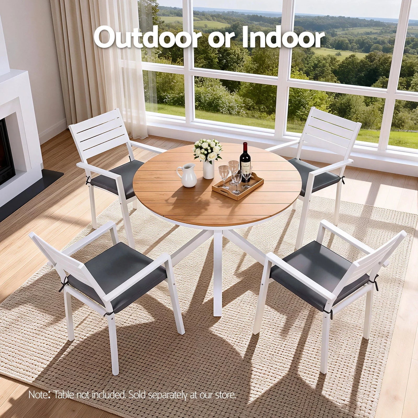 4PC Outdoor Dining Chairs Stackable Aluminum Lounge Chair Patio Furniture