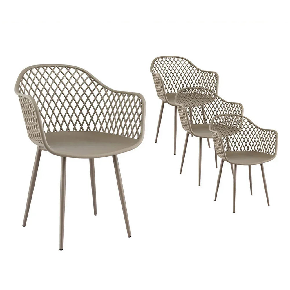4PC Outdoor Dining Chairs PP Lounge Chair Patio Furniture Garden Coffee