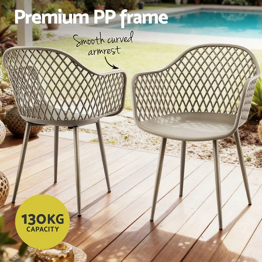 4PC Outdoor Dining Chairs PP Lounge Chair Patio Furniture Garden Coffee