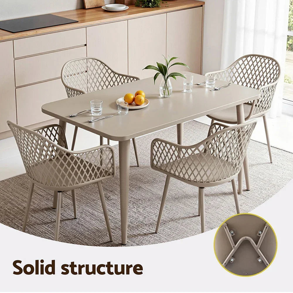 4PC Outdoor Dining Chairs PP Lounge Chair Patio Furniture Garden Coffee