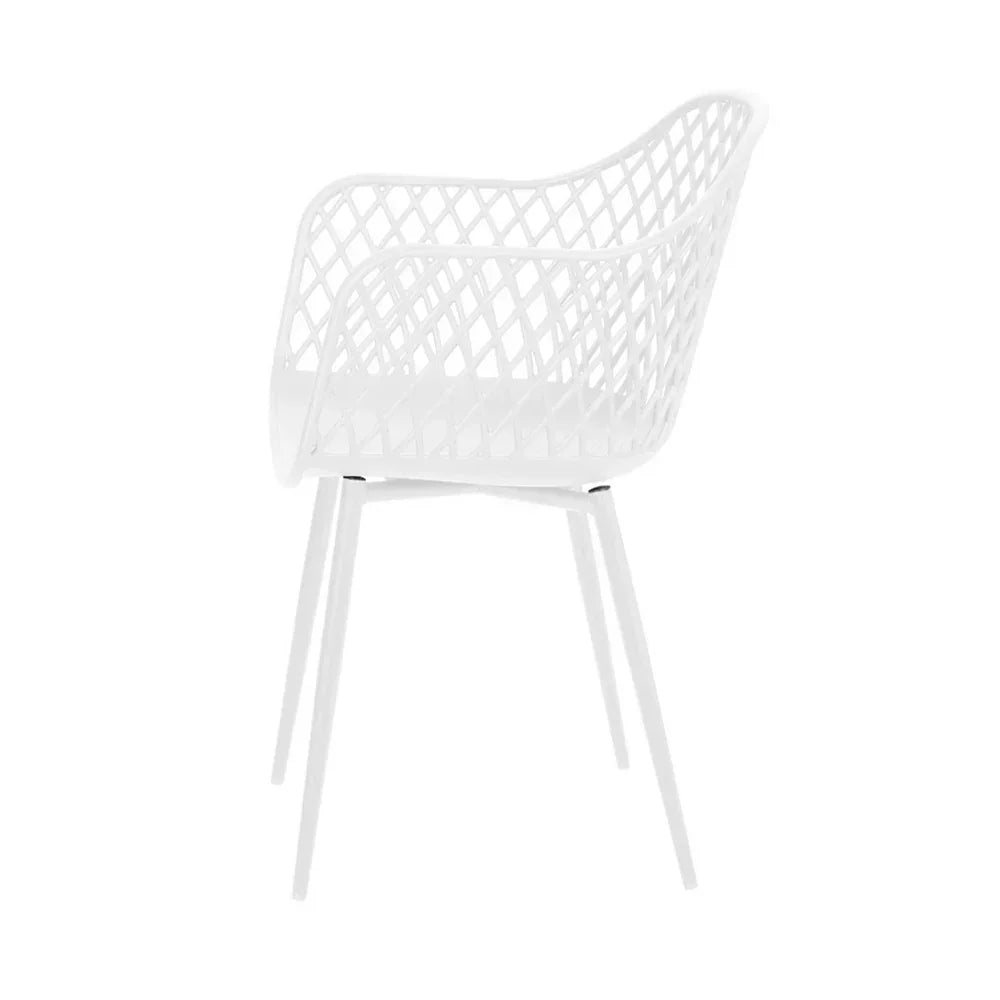 4PC Outdoor Dining Chairs PP Lounge Chair Patio Furniture Garden White