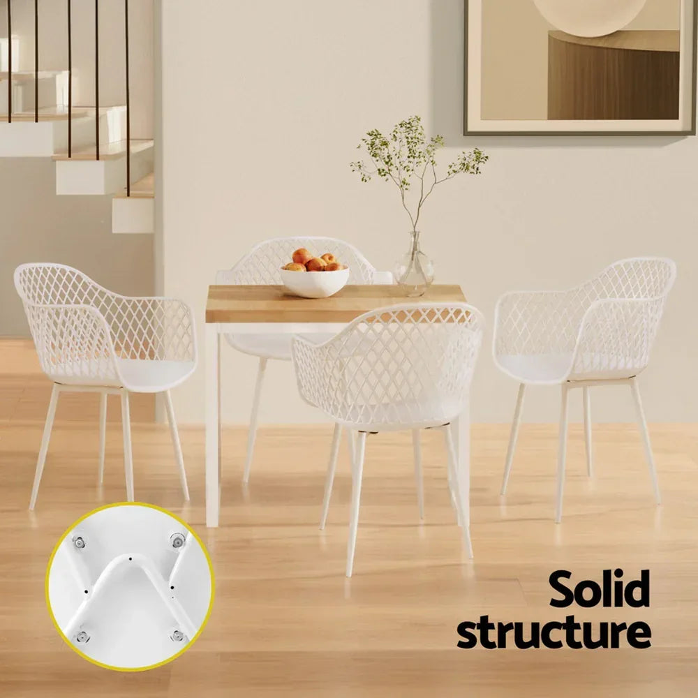 4PC Outdoor Dining Chairs PP Lounge Chair Patio Furniture Garden White