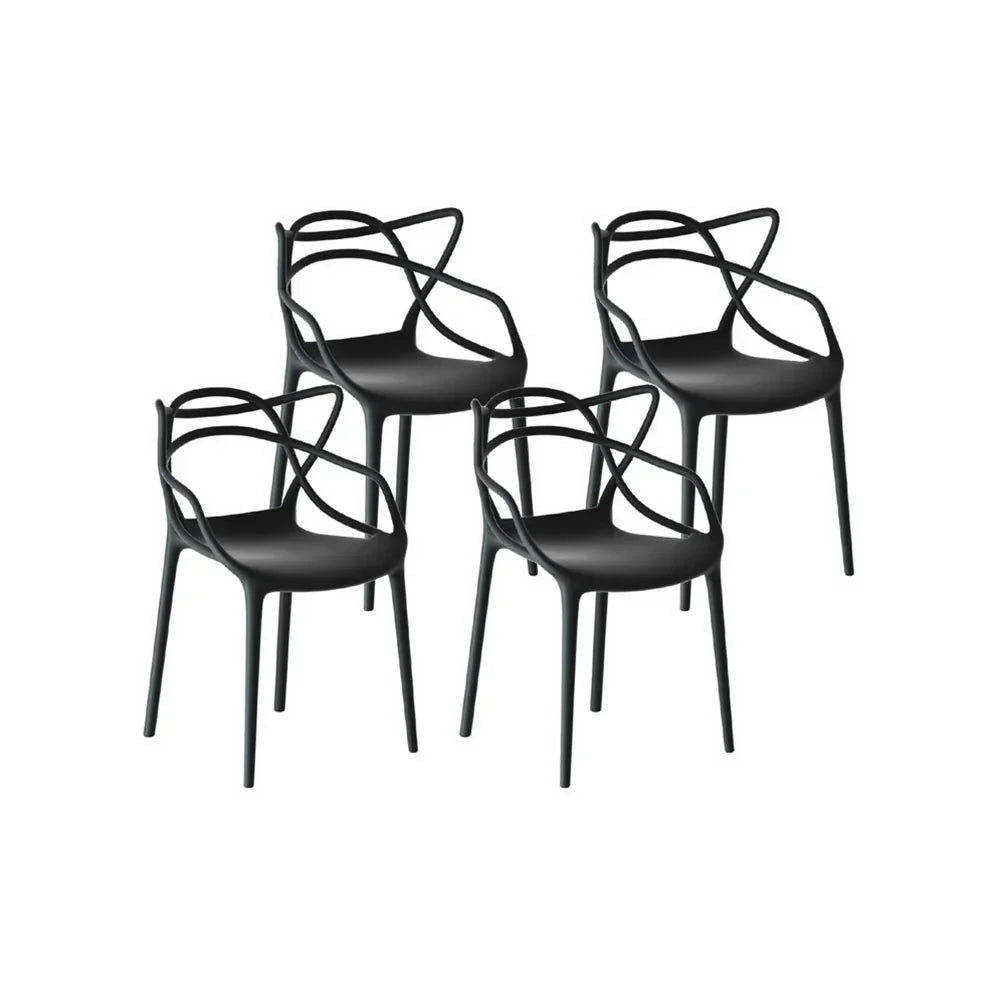 4PC Outdoor Dining Chairs PP Portable Stackable Chair Patio Furniture