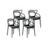 4PC Outdoor Dining Chairs PP Portable Stackable Chair Patio Furniture