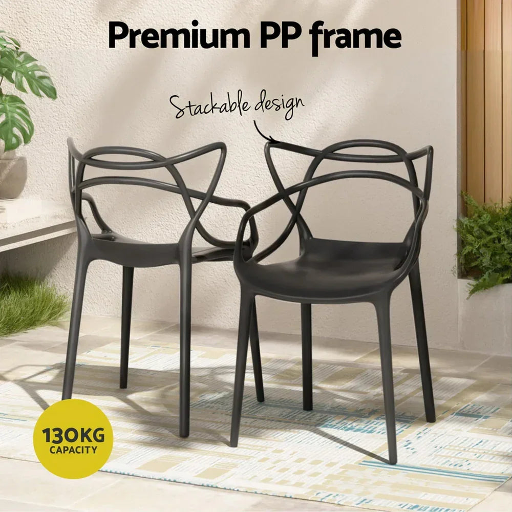 4PC Outdoor Dining Chairs PP Portable Stackable Chair Patio Furniture