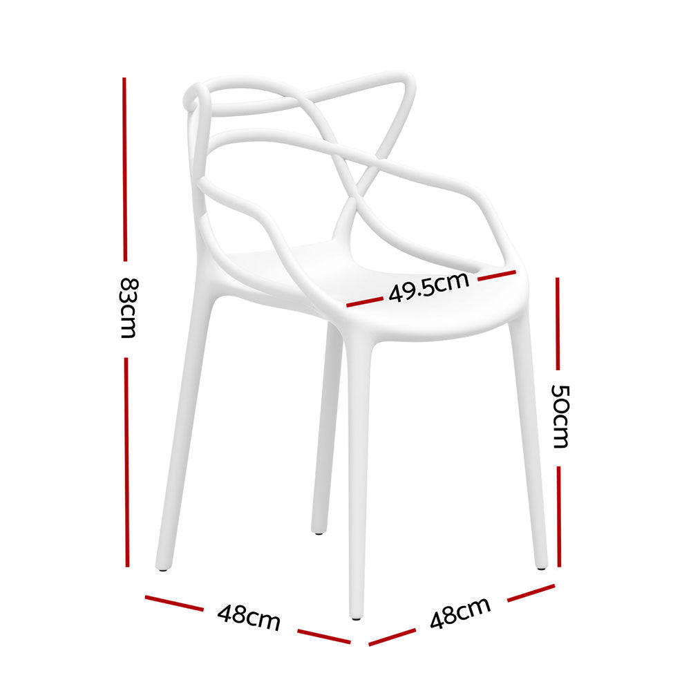 Gardeon 4PC Outdoor Dining Chairs PP Portable Stackable Chair Patio Furniture White