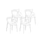 4PC Outdoor Dining Chairs PP Portable Stackable Chair Patio Furniture White