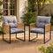 Gardeon 2 Pack Outdoor Dining Chairs, Wicker Patio Armchairs with Cushion Black