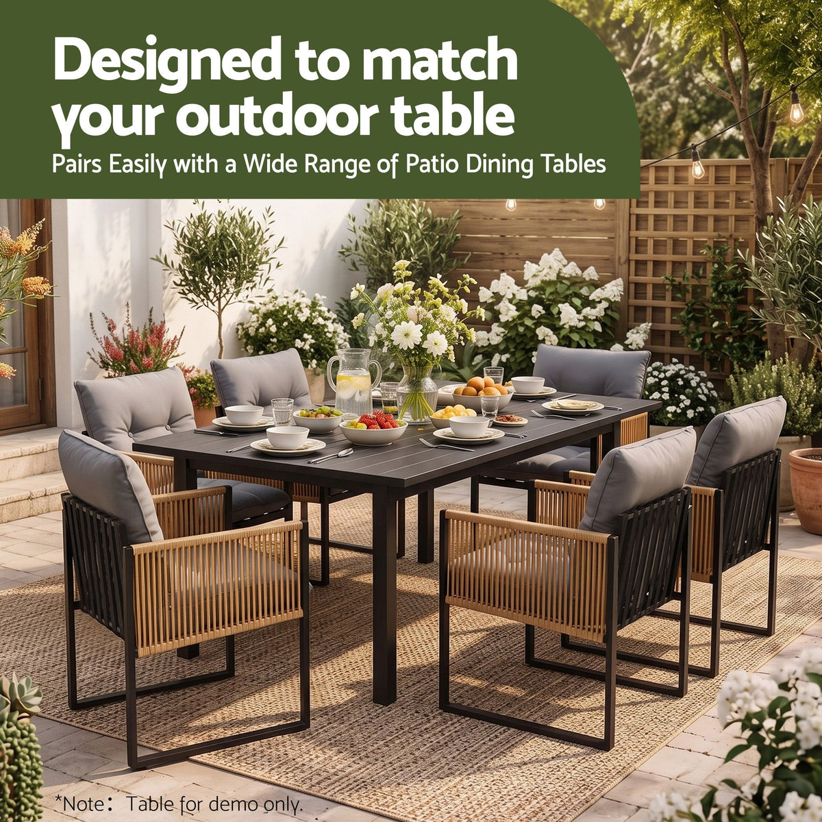 Gardeon 2 Pack Outdoor Dining Chairs, Wicker Patio Armchairs with Cushion Black