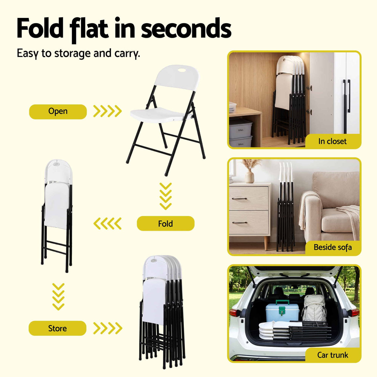 Gardeon 5PCS Outdoor Dining Set 120CM Folding Table and Chairs Patio Furniture White