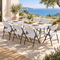 Gardeon 9 Piece Folding Outdoor Dining Set, 180cm Table & 8 Chairs Patio White