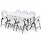 Gardeon 9PCS Outdoor Dining Set 180CM Folding Table and Chairs Patio Furniture White
