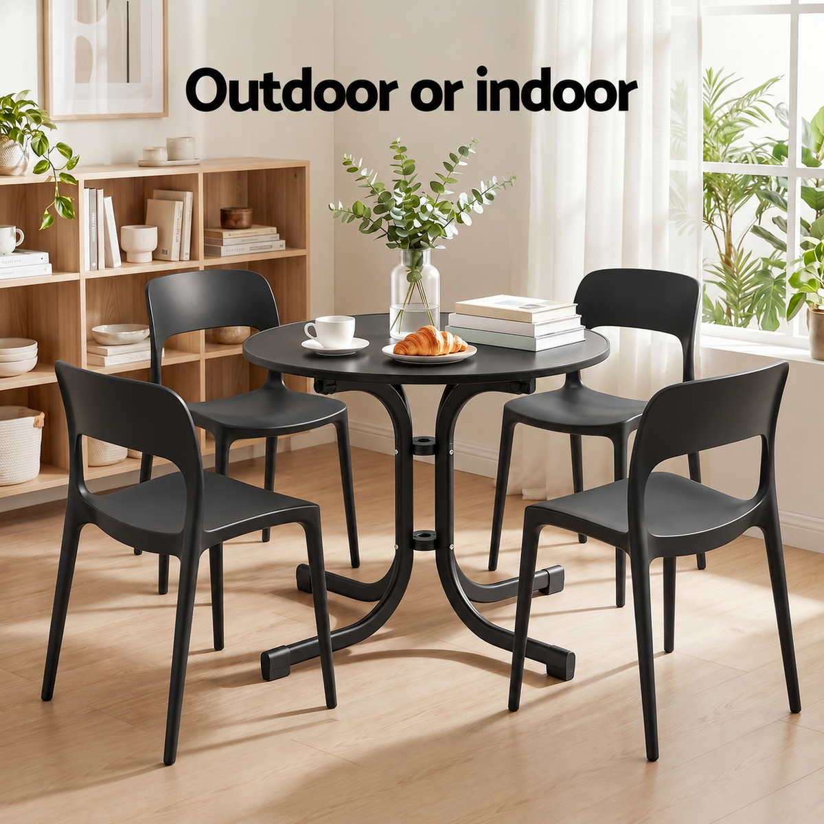 Gardeon 5PCS Outdoor Dining Set Table and Chairs Patio Furniture Garden Black