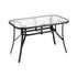 Gardeon 120CM Outdoor Dining Table Steel Parasol Hole Desk Patio Furniture Black