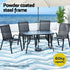 Gardeon 120CM Outdoor Dining Table Steel Parasol Hole Desk Patio Furniture Black