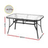 Gardeon 140CM Outdoor Dining Table Steel Frame Tempered Glass Parasol Hole Black