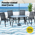Gardeon 140CM Outdoor Dining Table Steel Frame Tempered Glass Parasol Hole Black