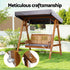 2 Person Canopy Swing Chair Outdoor Wooden Garden Patio Seat Teak