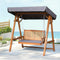 2 Person Canopy Swing Chair Outdoor Wooden Garden Patio Seat Teak