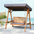 2 Person Canopy Swing Chair Outdoor Wooden Garden Patio Seat Teak